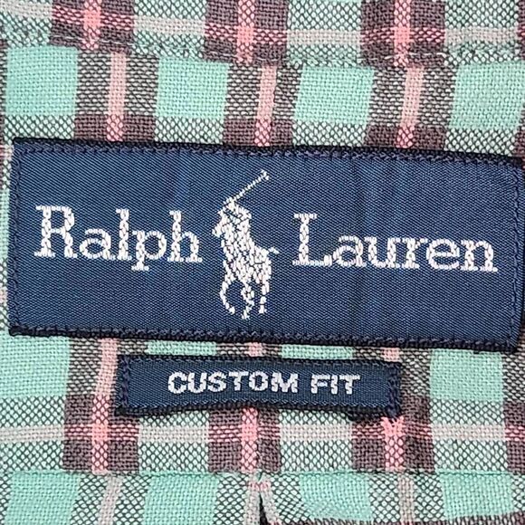 Ralph Lauren Pink and Green Plaid Button Down Shirt Size Large Custom Fit - Picture 7 of 10